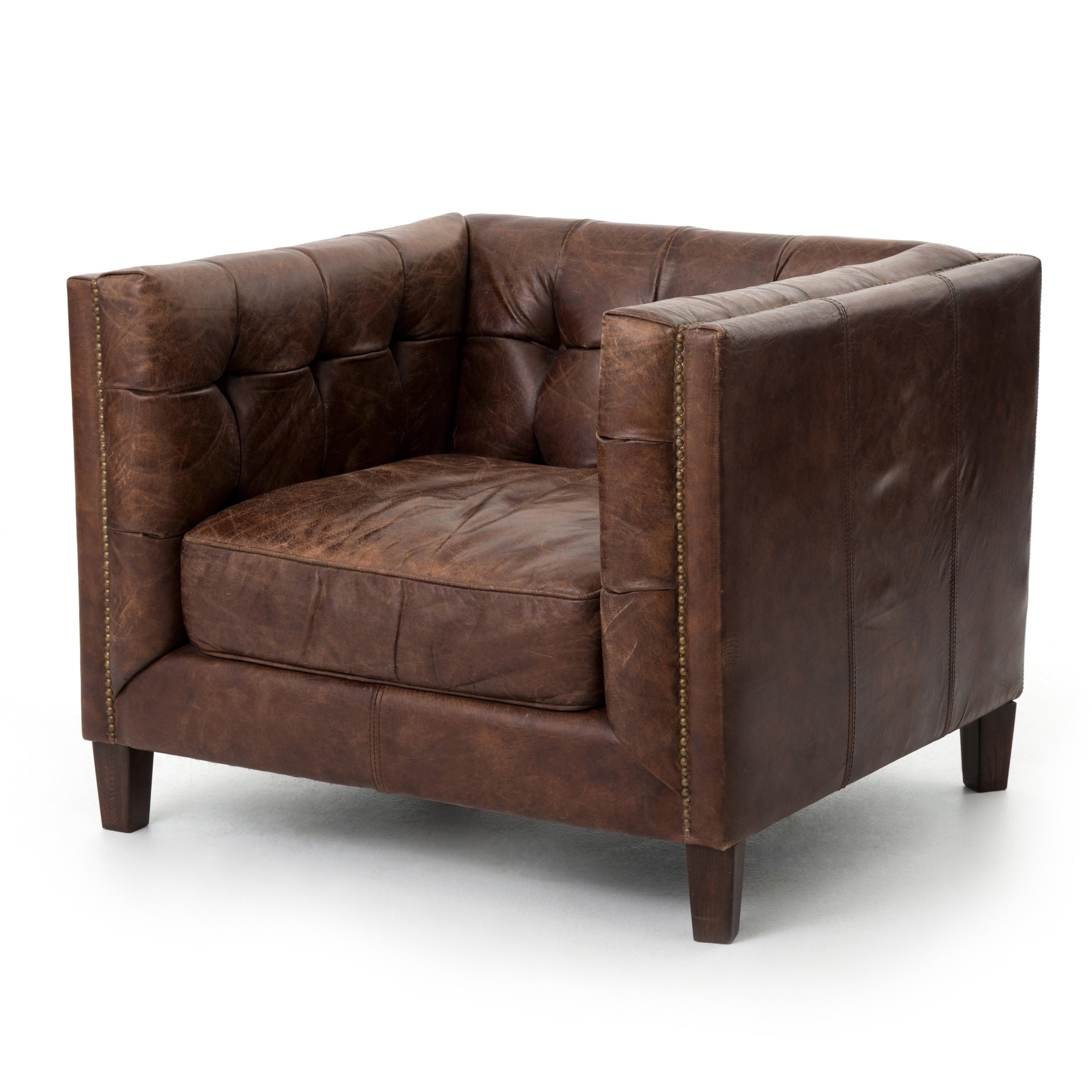 Club Chair with Interior Tufting and Boxy Silhouette