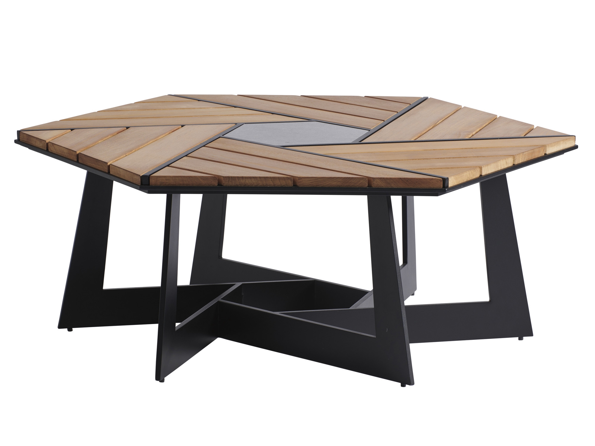 Cocktail Table Pinwheel Slat Pattern Modern Industrial Cocktail Table