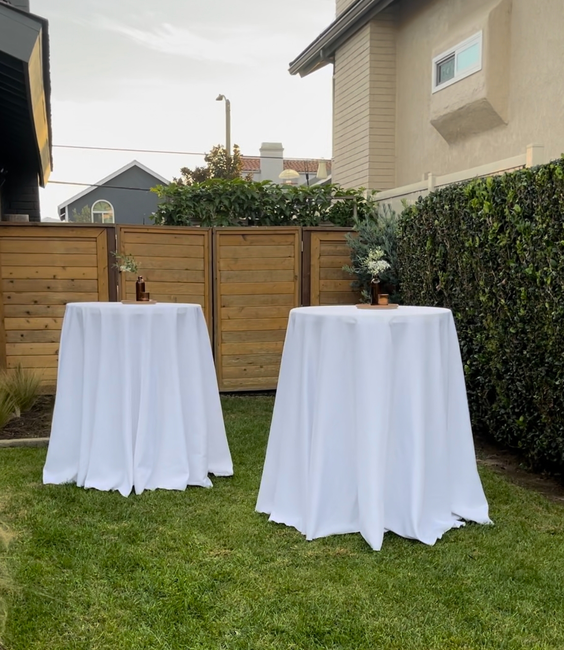Cocktail Table with High Top for Modern Backyard Reception Decor