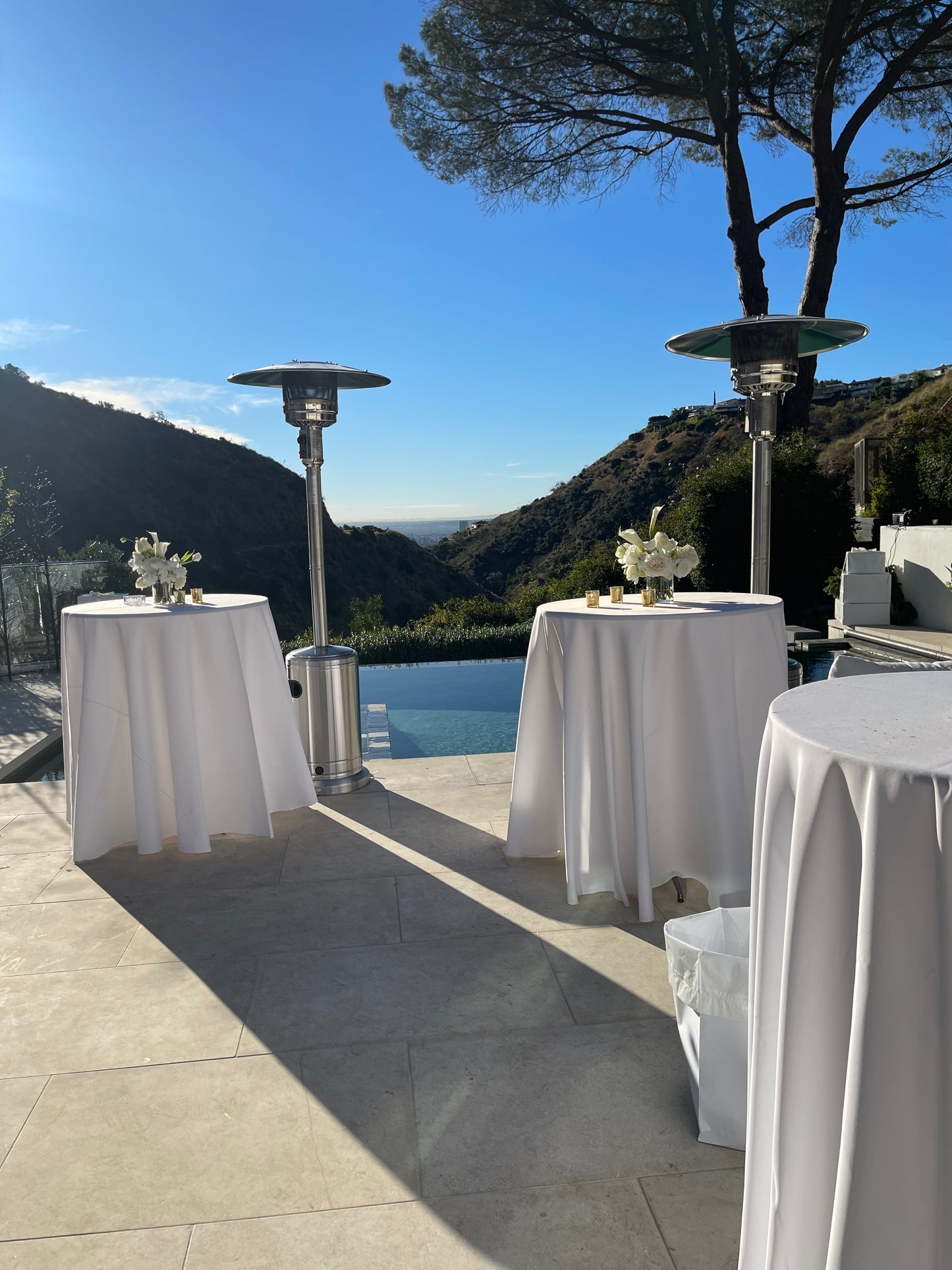 Cocktail Table with Poolside Setup and Poolside Cocktail Table Rental