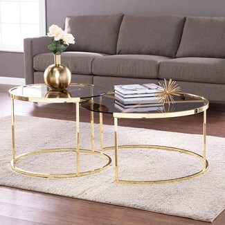 Cocktail Tables Brass Nesting Frames Tiered Living Set