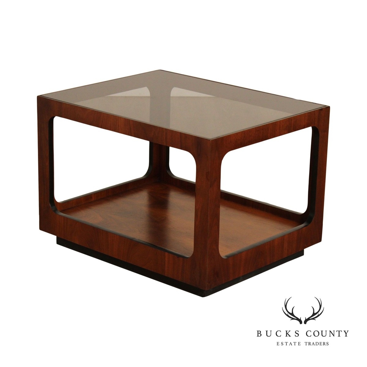Coffee Table Boxy Geometric Silhouette Walnut Plinth