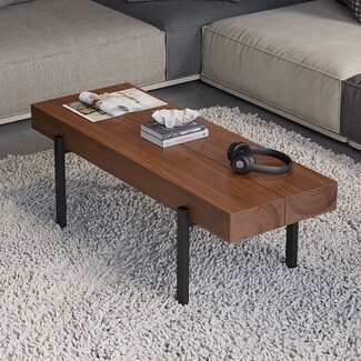 Coffee Table Corner Bracket Legs Thick Wood Slab Top