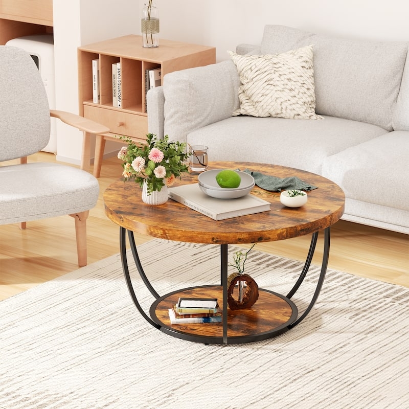 Coffee Table Curved Metal Legs with Two Tier Design
