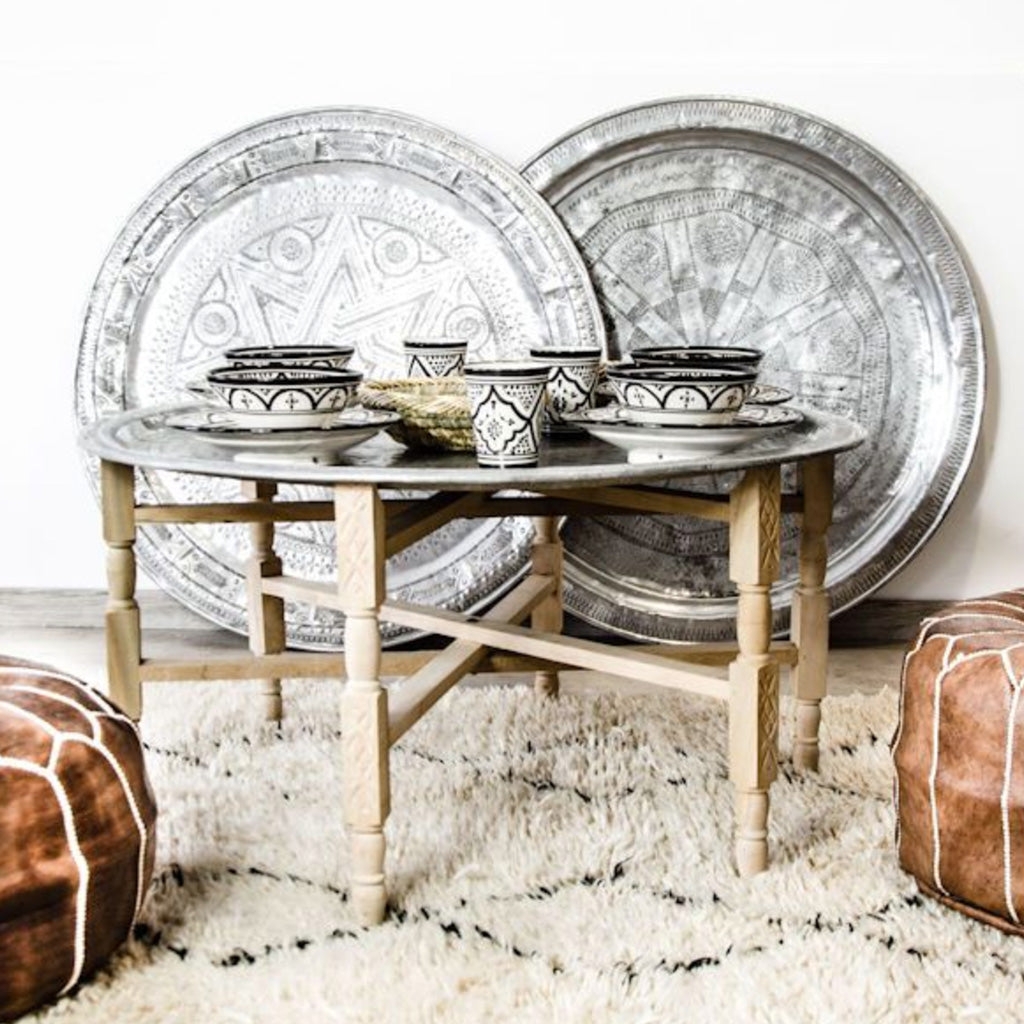 Coffee Table Etched Metal Tray Low Profile Floor Lounge