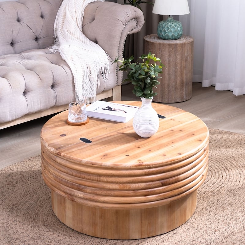 Coffee Table featuring Ribbed Texture and Lift Top Storage