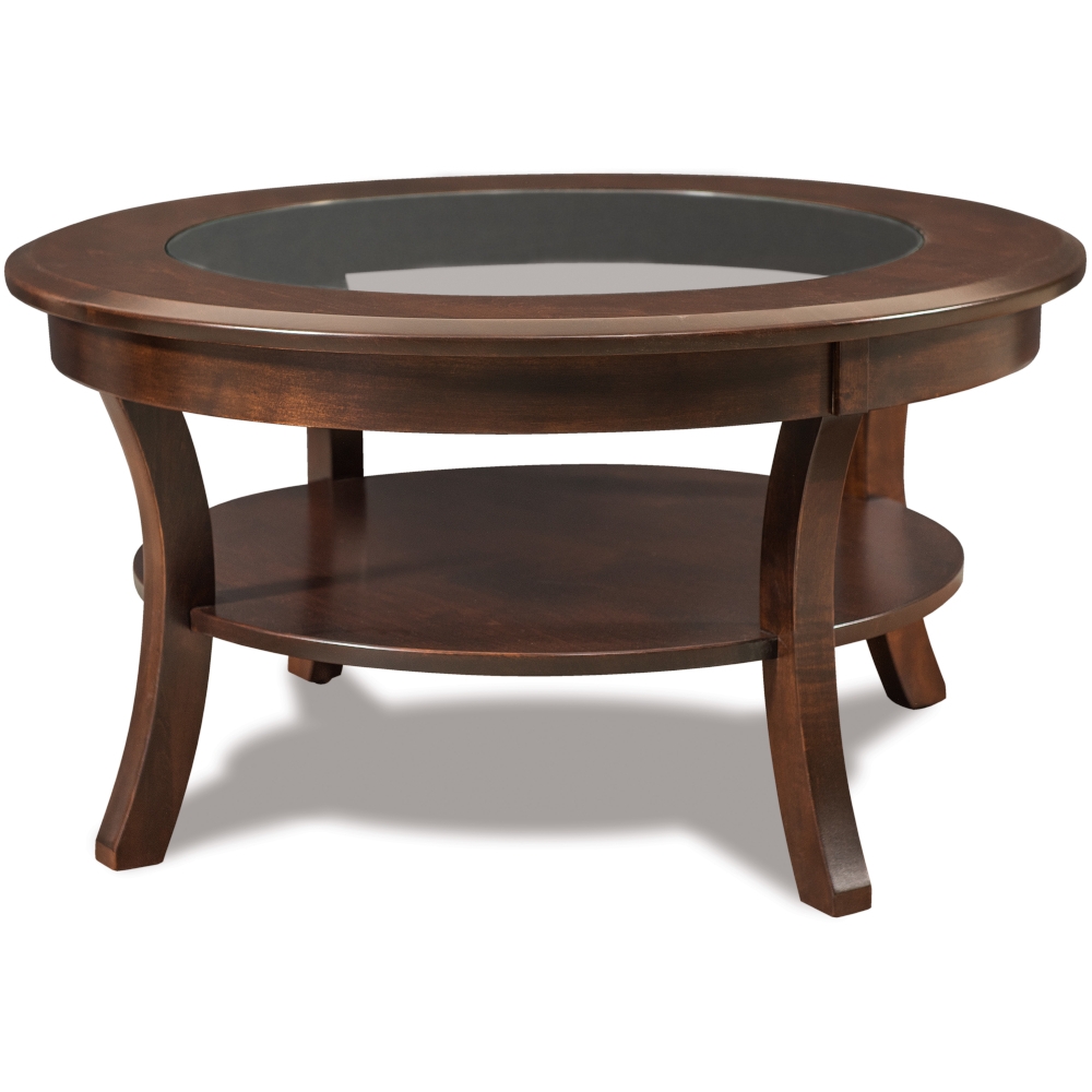 Coffee Table Flared Legs with Inset Glass and Dark Finish