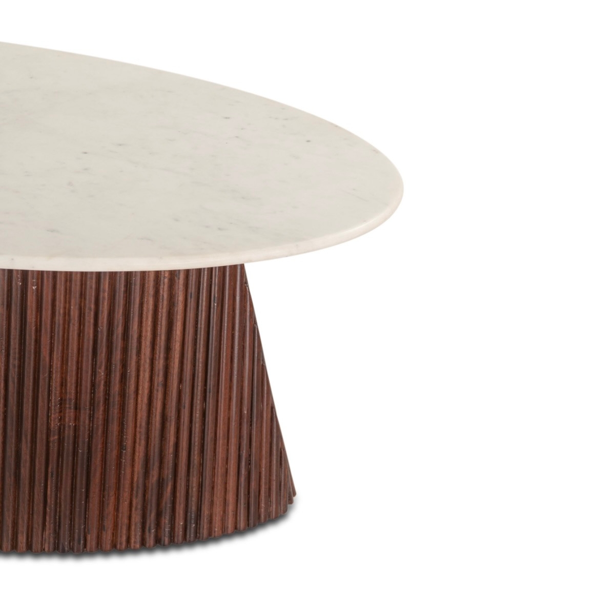 Coffee Table Fluted Conical Base and Mango Wood Fluted Base