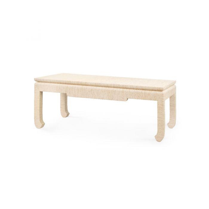 Coffee Table Grasscloth Textured Chow Style Legs