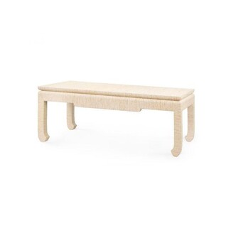 Coffee Table Grasscloth Textured Chow Style Legs