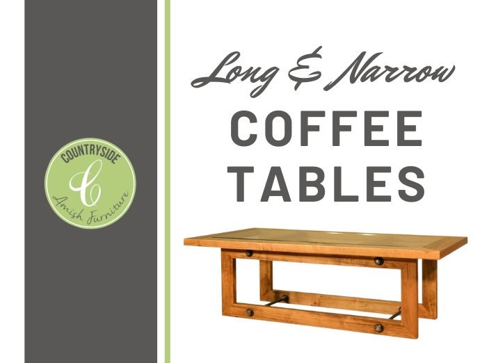 Coffee Table Inset Glass Top Extra Long Open Frame