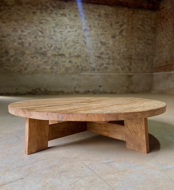 Coffee Table Low Profile Plank Legs in Natural Honey