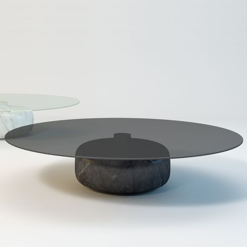 Coffee Table Marble Pedestal Base Round Glass Table