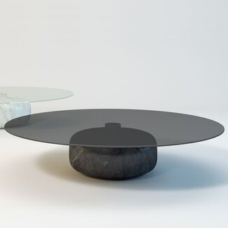 Coffee Table Marble Pedestal Base Round Glass Table