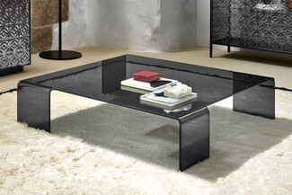 Coffee Table Monolithic Design Bent Glass Top Table