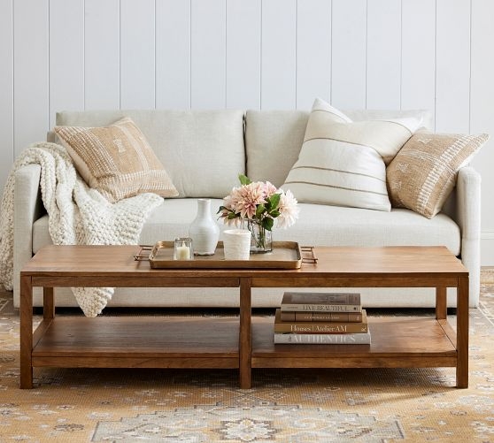 Coffee Table Open Shelf Center Support Leg Design