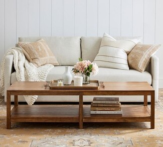 Coffee Table Open Shelf Center Support Leg Design