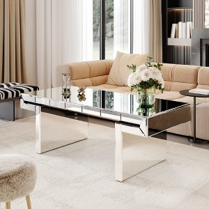 Coffee Table Rectangular with Fluted Mirror Glass Detail