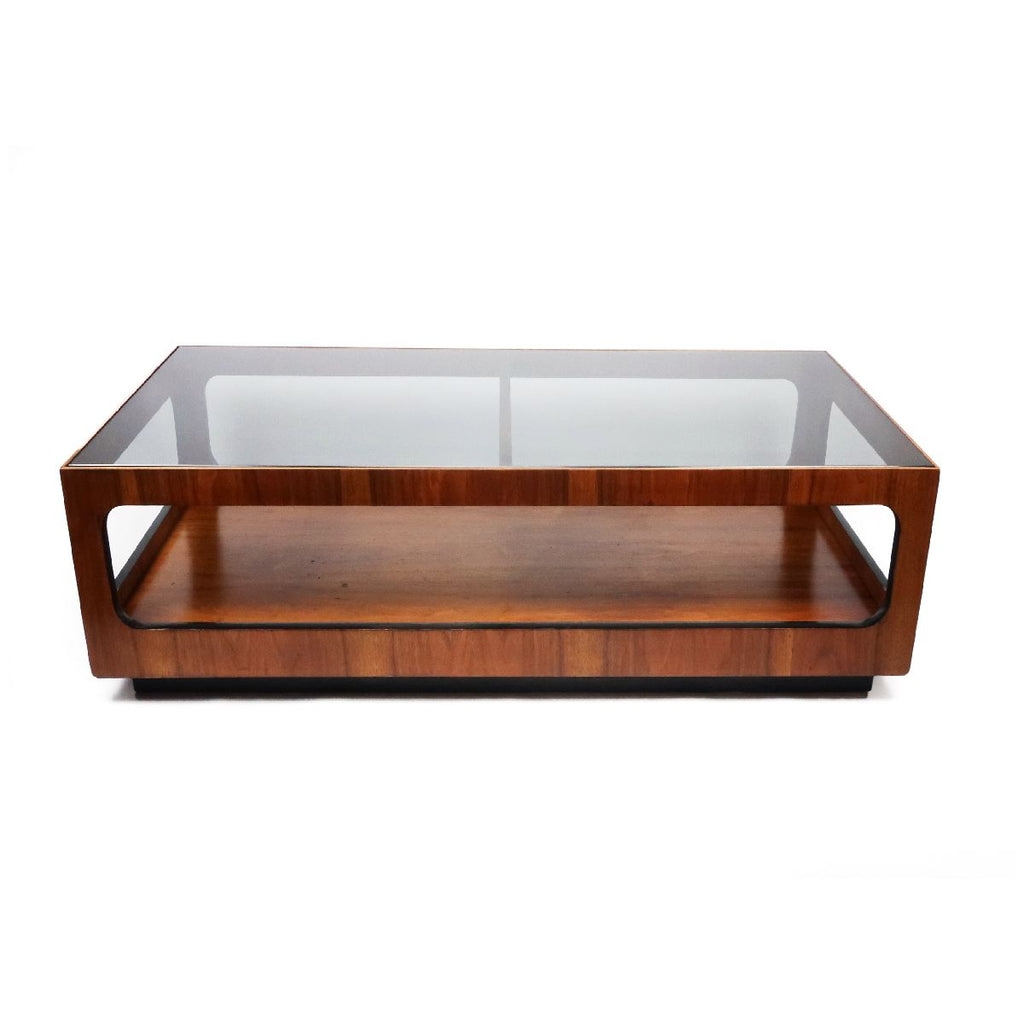 Coffee Table Rounded Cutouts Walnut Veneer Wood Frame