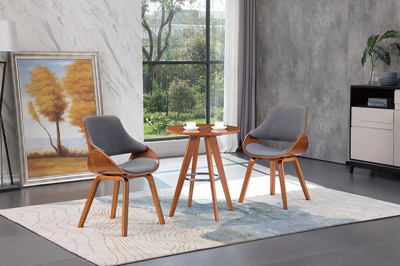 Coffee Table Set featuring Bentwood Frame and Contemporary Walnut Chairs