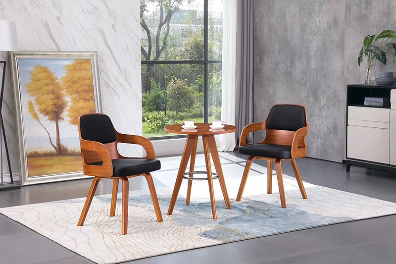 Coffee Table Set incorporating Bentwood Arms and Contemporary Triped Table