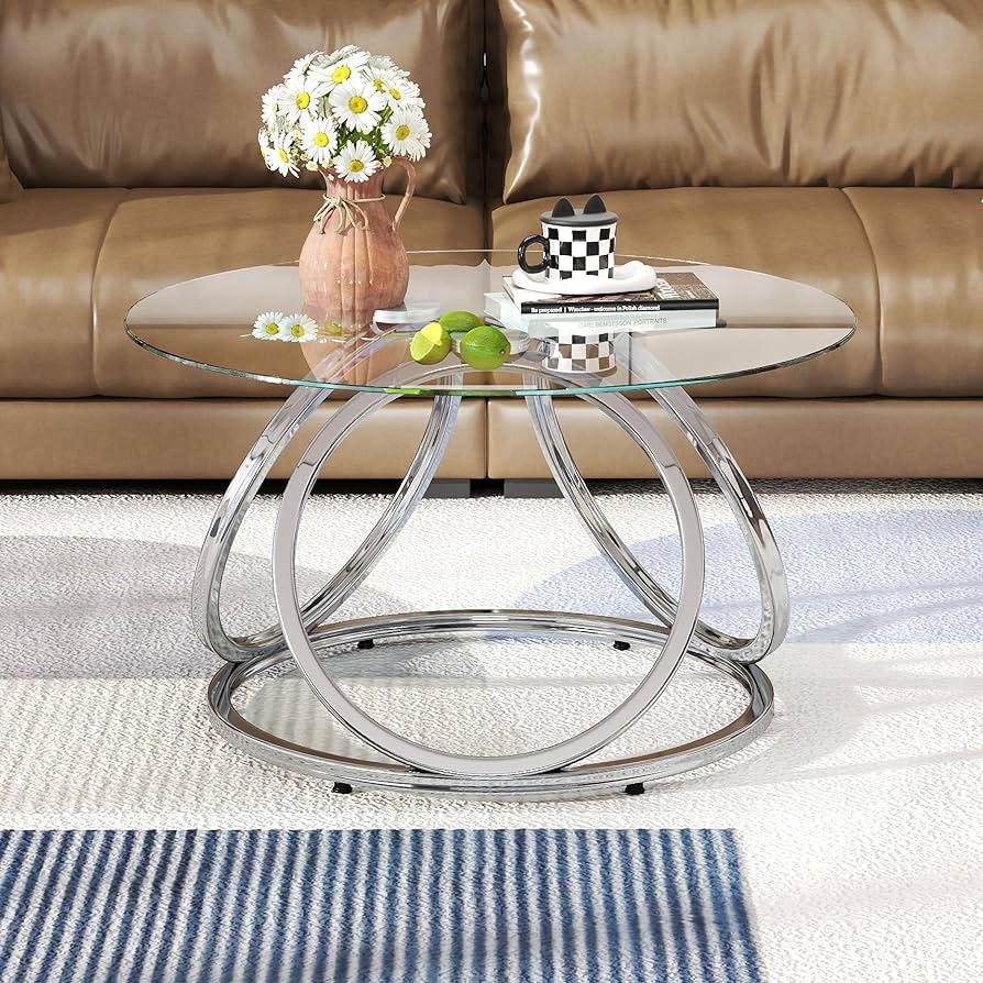 Glass And Chrome Coffee Table