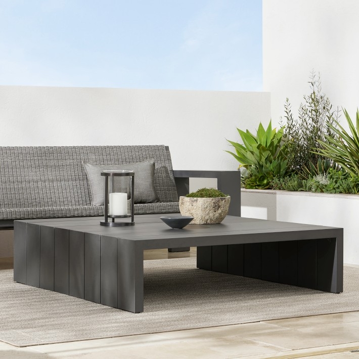 Coffee Table Slate Grey Metal Architectural Profile Square