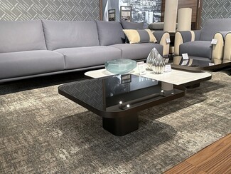 Coffee Table Smoked Glass with Titanium Base Design