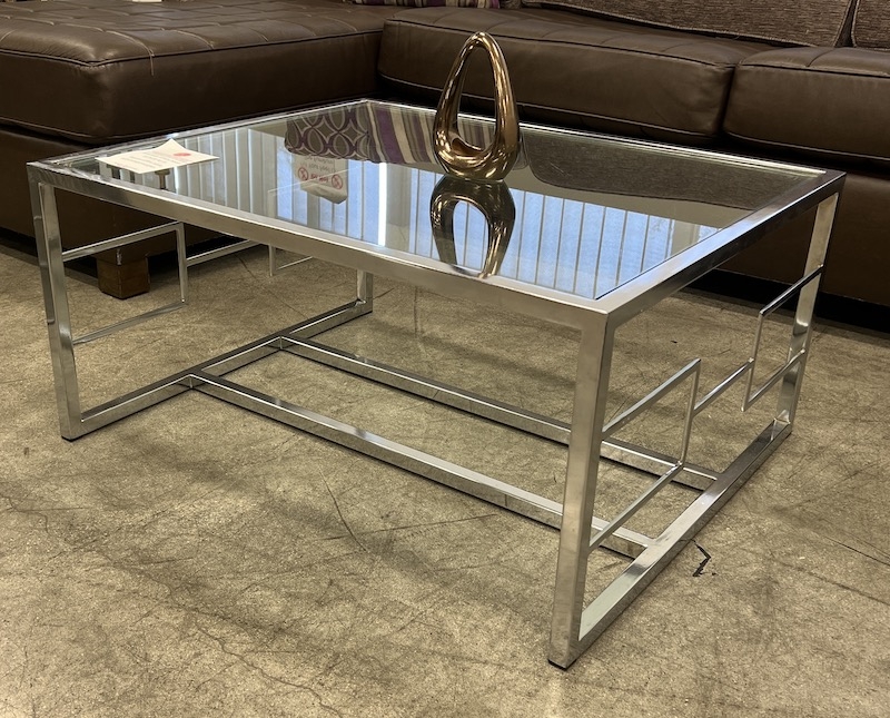 Coffee Table Stepped Side Pattern Geometric Open Frame