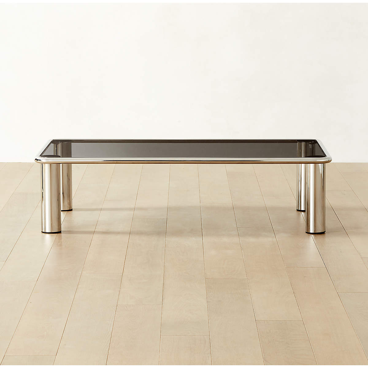 Coffee Table Thick Cylindrical Legs Chrome Living Table