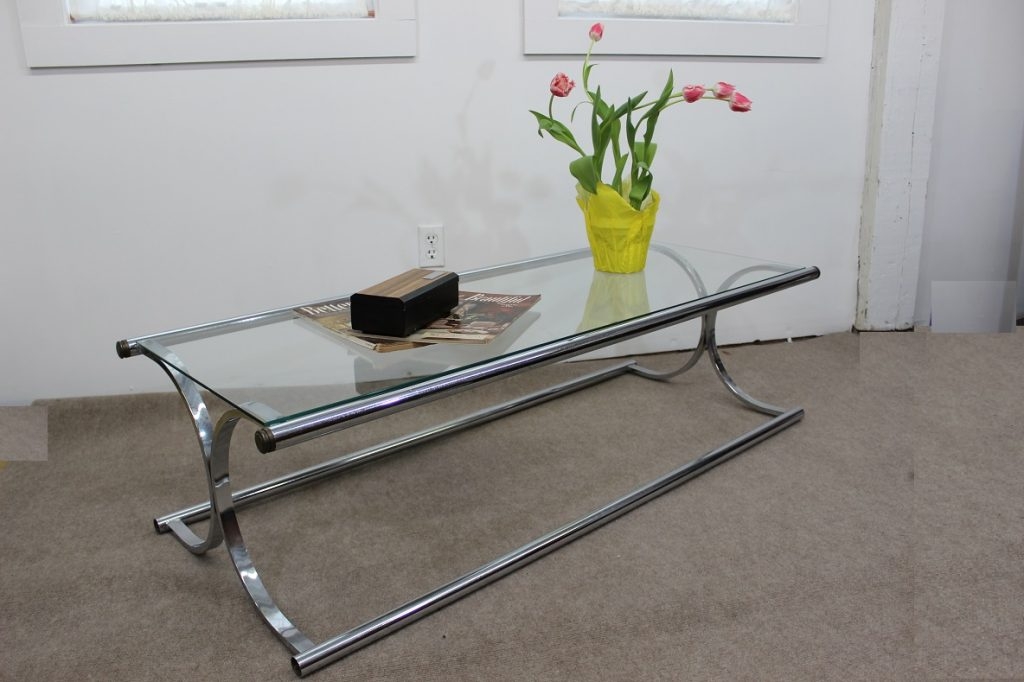 Coffee Table Tubular Chrome Frame C Curve Supports Glass