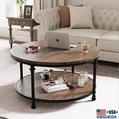 Coffee Table Turned Metal Legs with Two Tier Storage