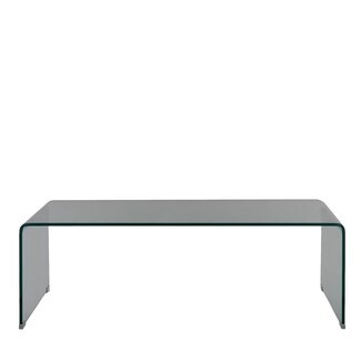 Coffee Table Waterfall Edge Modern Bent Glass Furniture