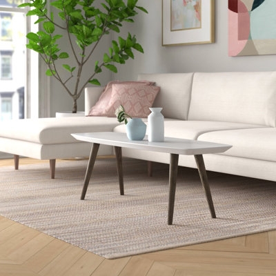 Coffee Table White Top Tapered Leg Small Space Table