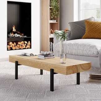 Coffee Table with Blocky Top and Exposed Grain Timber