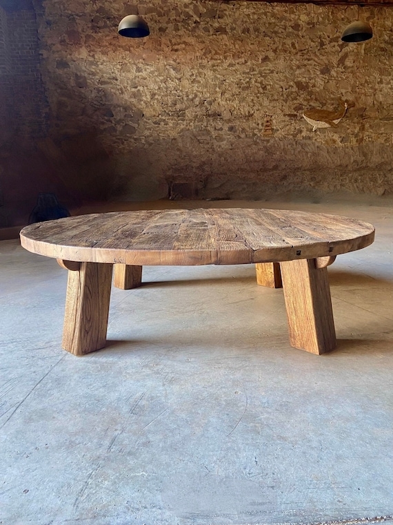 Coffee Table with Chunky Tapered Legs and Wood Top