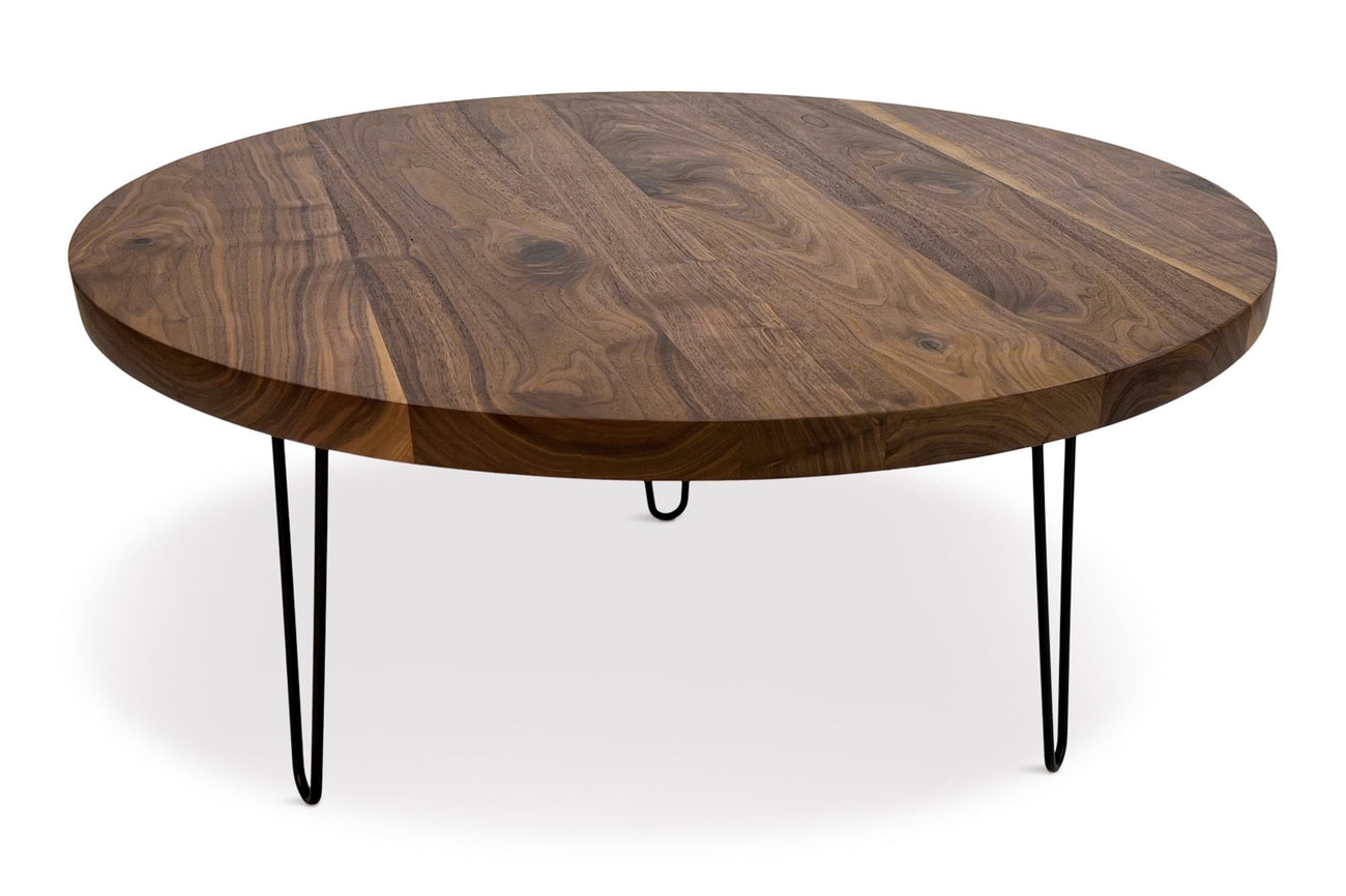 Coffee Table with Hairpin Legs and Solid Wood Slab