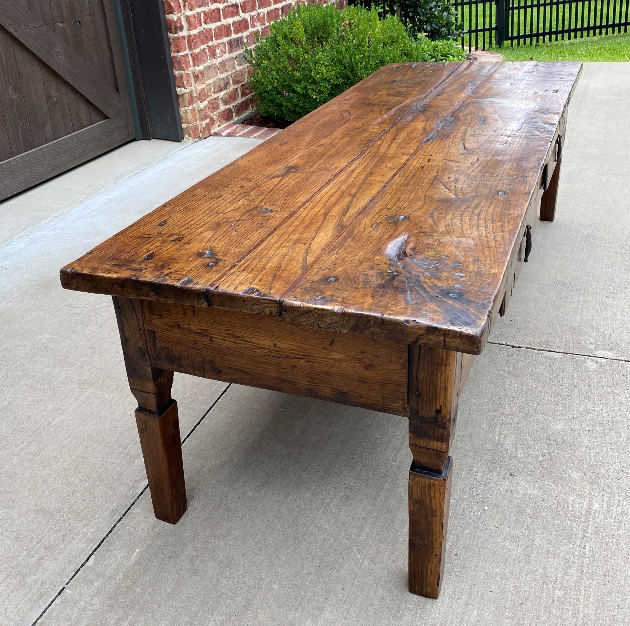 Coffee Table with Side Drawers and Rustic Oak Plank Top