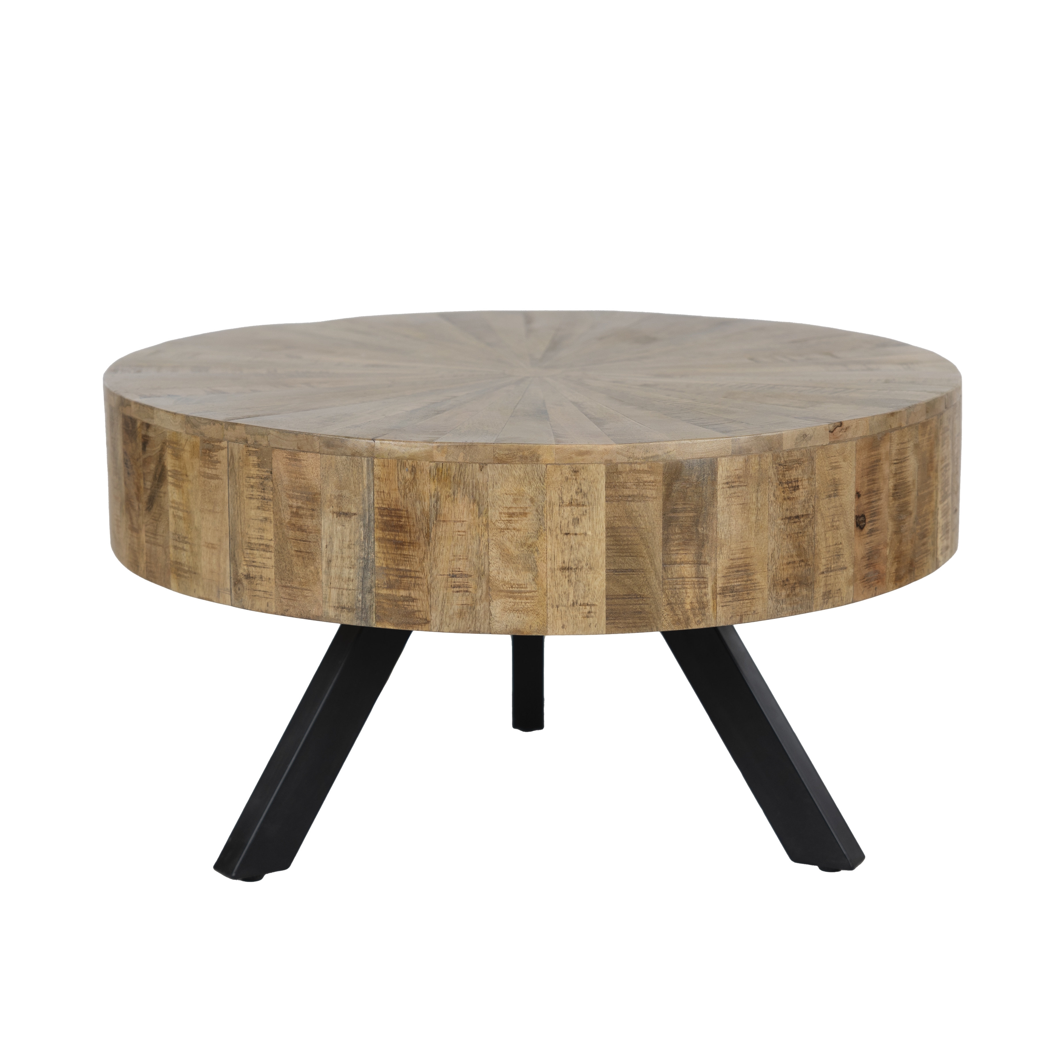 Coffee Table with Sunburst Top and Vertical Slat Apron