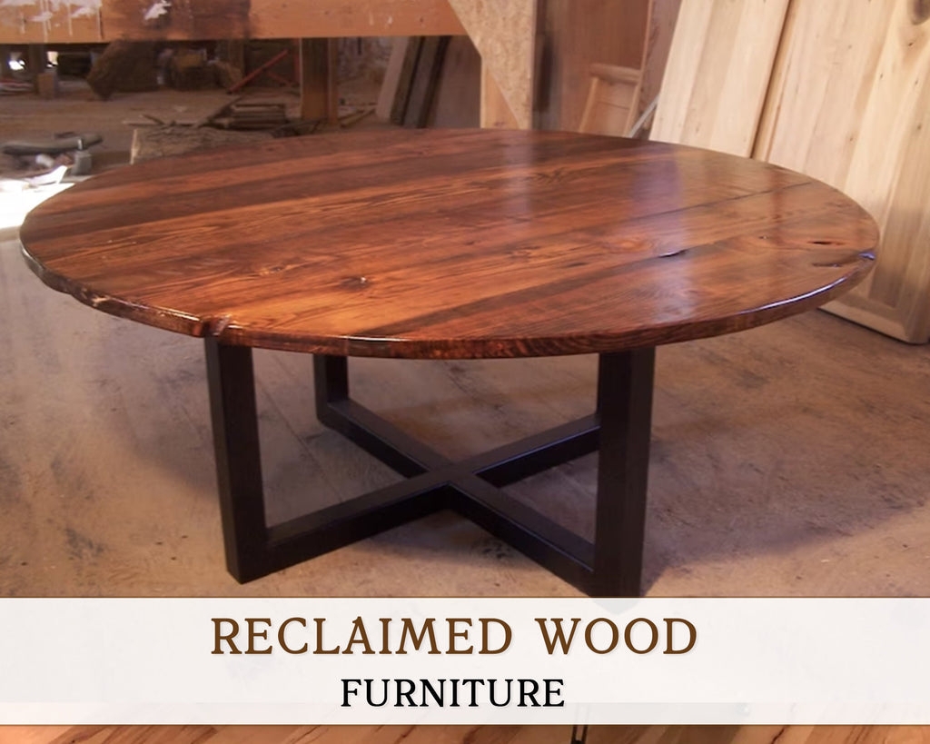 Coffee Table X Base with Reclaimed Wood Look Table