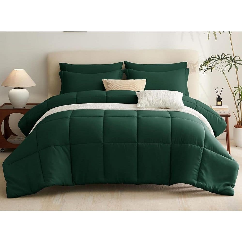 Comforter Set Box Stitch 7 Piece Quilted Microfiber Bedding