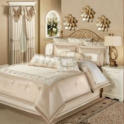 Comforter Set Champagne Sequined Border Luxury Sheen