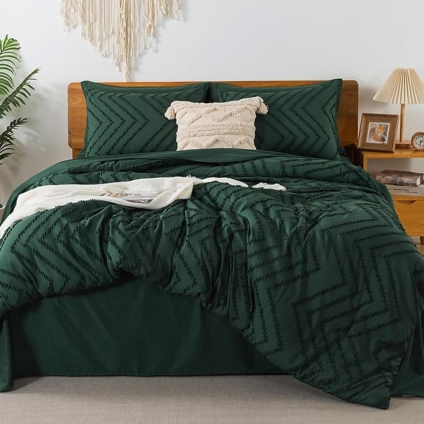 Comforter Set Chevron Tufted Textured Chevron Bedding