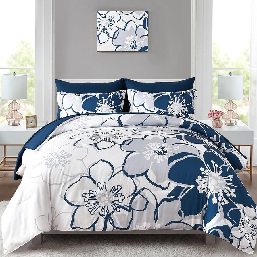 Comforter Set Floral Pattern Navy Floral Comforter Set