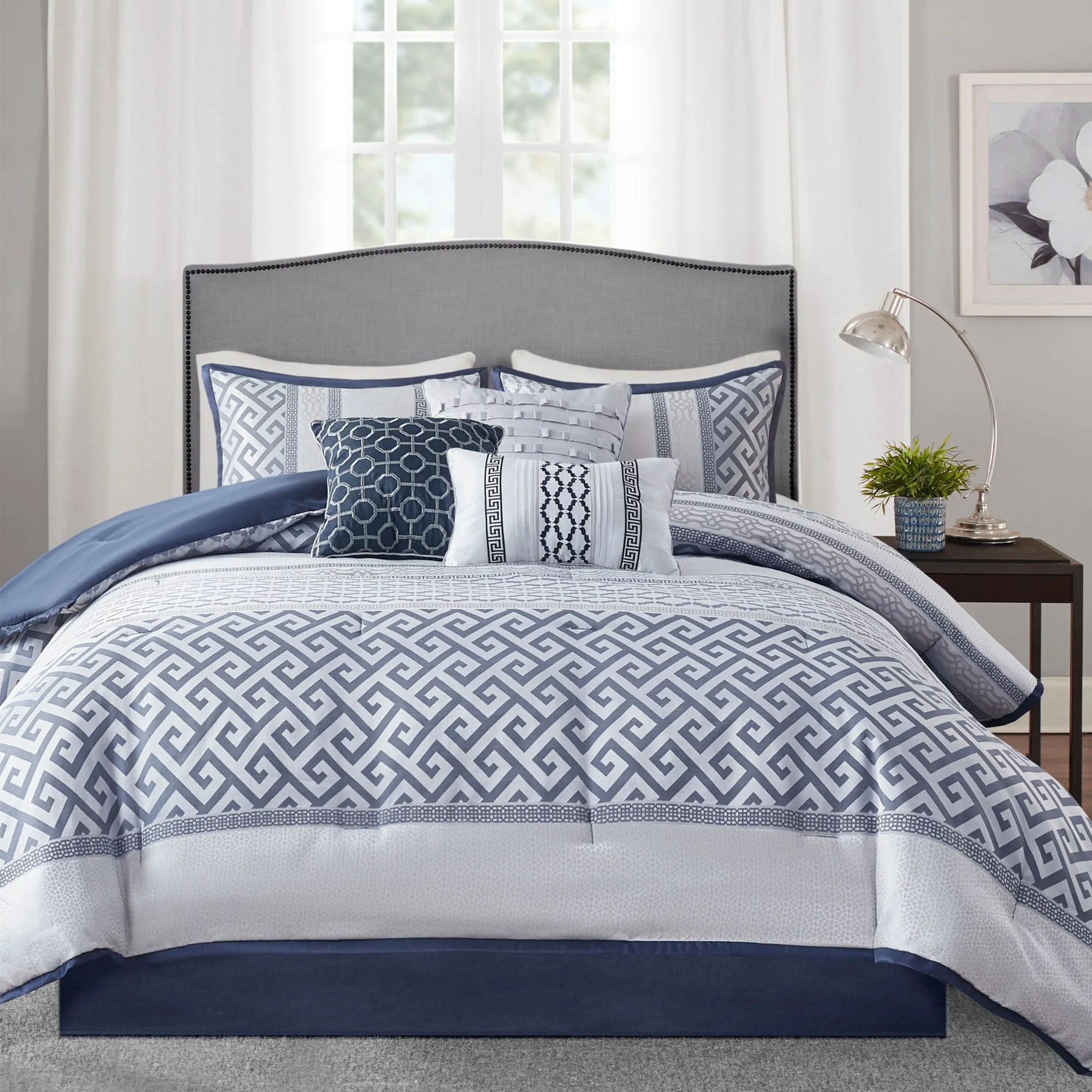 Comforter Set Greek Key Pattern Navy Greek Key Bedding