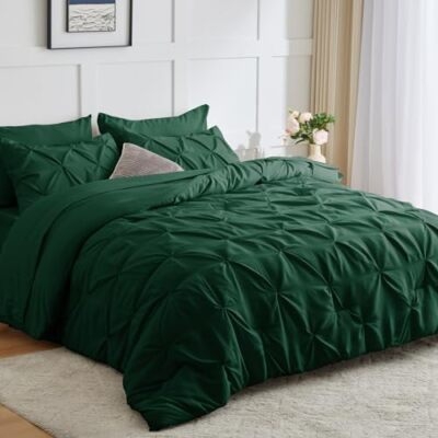 Comforter Set Pintuck Texture Emerald Green Pintuck Bedding