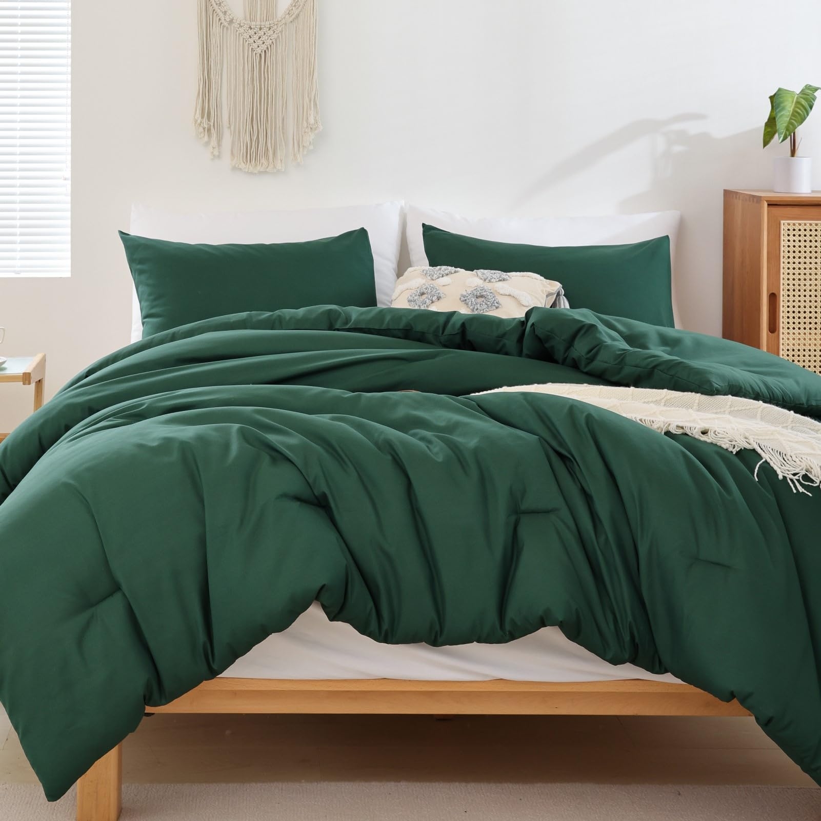 Comforter Set Rattan Cane Modern Boho Bedroom Aesthetic