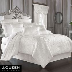 Comforter Set Solid White Puff Jacquard Paisley