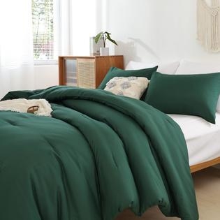 Comforter Set Subtle Tufting Dark Forest Green Bedroom