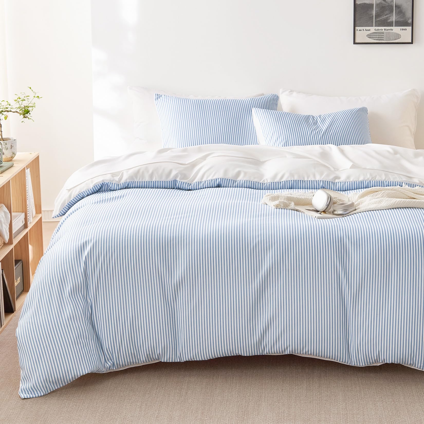 Comforter Set Vertical Pinstripe Lightweight Bedding